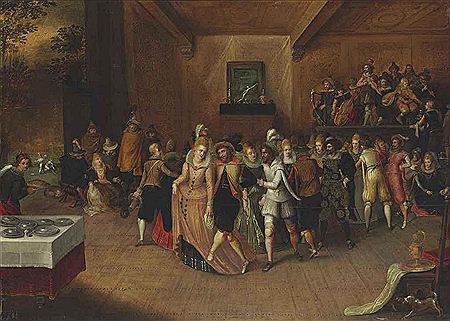 Dancers and musicians in an interior