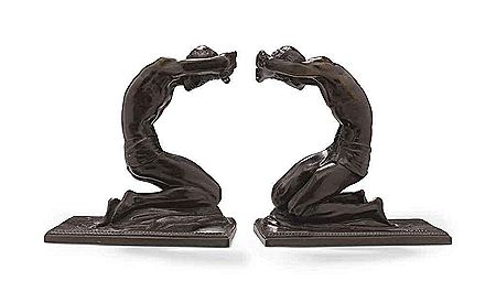 Kneeling Men': A Pair of Bookends by Isidore Konti - Auction record, sale price, and art valuation. Compare with similar artists and explore comparable artworks.