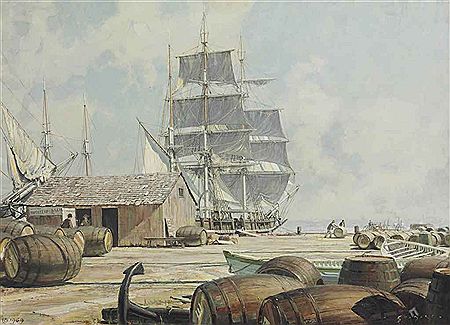 UNLOADING OIL CASKS, MERRILL'S WHARF, NEW BEDFORD
