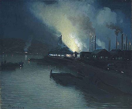 Sample artwork by Aaron Gorson (1872 - 1933), known for industrial views-genre, nocturne - View similar artists and auction records