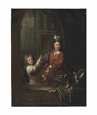 Portrait of Robert Levrac-Tournieres: SELF-PORTRAIT WITH PIERRE DE LA ROCHE
