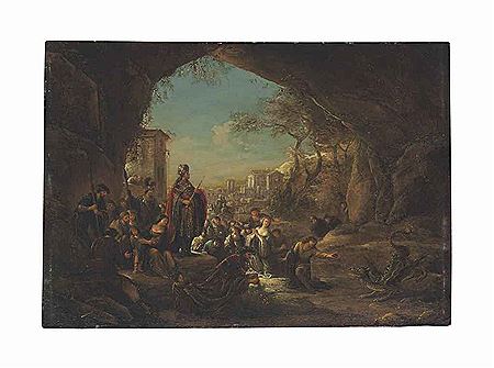 DANIEL SLAYING THE DRAGON WORSHIPPED BY THE KING OF BABYLON