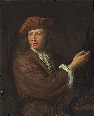 Portrait of Pieter Cornelisz van Slingelandt: SELF-PORTRAIT OF THE ARTIST AT HIS EASEL