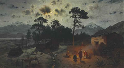 A MOONLIT LANDSCAPE, THE VALLEY OF MEXICO