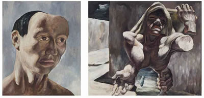 A) Autorretrato and b) El cargador