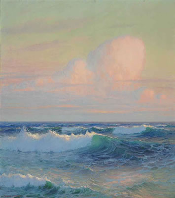 Hawaiian Ocean with Large Clouds in a Sunset by Lionel Walden - Auction record, sale price, and art valuation. Compare with similar artists and explore comparable artworks.