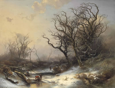 Wood Gatherers in a Snowy Landscape