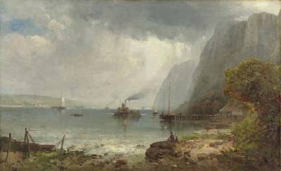 Palisades of the Hudson by Andrew Melrose - Auction record, sale price, and art valuation. Compare with similar artists and explore comparable artworks.