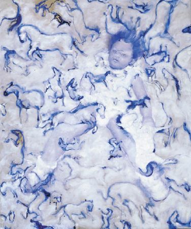 Sample artwork by Kim Dingle (Born 1951), known for abstract child figure painting, installation art, sculpture, photography - View similar artists and auction records