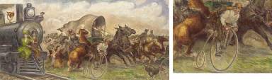 Preliminary Study for a Mural: Oklahoma Land Rush