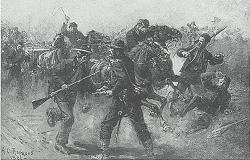 Stampede of the Eleventh Corps by Allen Redwood - Auction record, sale price, and art valuation. Compare with similar artists and explore comparable artworks.