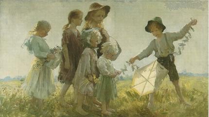 Children Playing With a Kite by Adam Emory Albright - Auction record, sale price, and art valuation. Compare with similar artists and explore comparable artworks.
