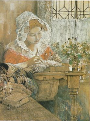 The Flemish Lacemaker by George Wharton Edwards - Auction record, sale price, and art valuation. Compare with similar artists and explore comparable artworks.