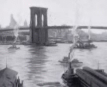 Brooklyn Bridge and Tug Boats