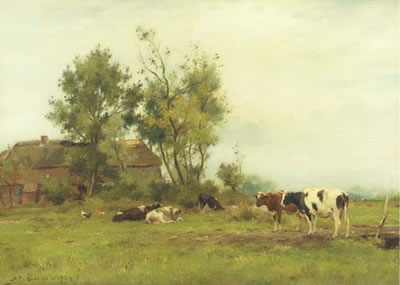 Dutch pastures: live-stock by a farm