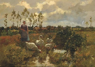 Minding the geese by Cornelis Koppenol - Auction record, sale price, and art valuation. Compare with similar artists and explore comparable artworks.
