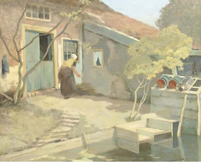 A peasant woman in a farmyard