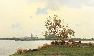 Sample artwork by Jan Knikker Sr (1889 - 1957), known for landscape painting - View similar artists and auction records