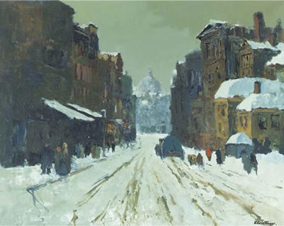 A view of the Wetstraat, Brussels, in winter, the L'Eglise St. Marie in the distance by Christiaan Soer - Auction record, sale price, and art valuation. Compare with similar artists and explore comparable artworks.