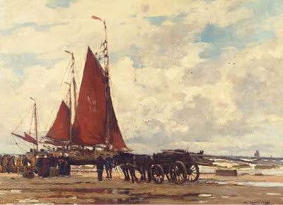 Fischer am Strand von Katwijk by Wilhelm Hambuchen - Auction record, sale price, and art valuation. Compare with similar artists and explore comparable artworks.