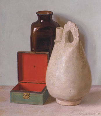 A still life with green box, a vase and a jug by Hendrikus Ykelenstam - Auction record, sale price, and art valuation. Compare with similar artists and explore comparable artworks.