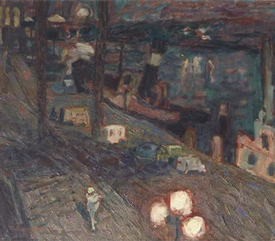 Haven van Ancona, 's nachts - Harbour of Acona by night