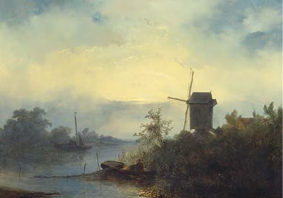 Smoking eels on a river in moonlight