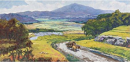 Country road with ox-cart