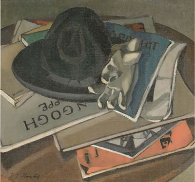A still life with a hat, a glove and a Van Gogh catalogue