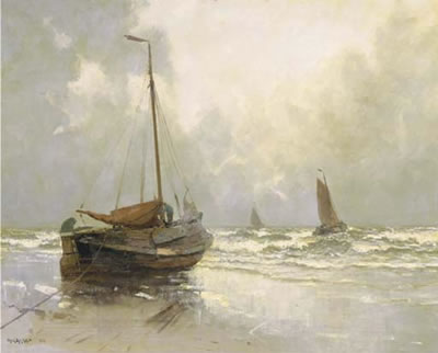 Shrimpfishers in the surf by Henk Dekker - Auction record, sale price, and art valuation. Compare with similar artists and explore comparable artworks.