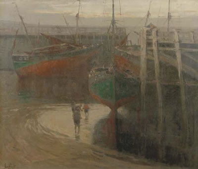 Laag water te Oostende: low tide at Ostende harbour by Leendert van der Vlist - Auction record, sale price, and art valuation. Compare with similar artists and explore comparable artworks.