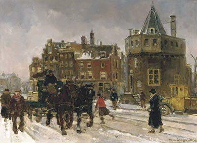 The Prins Hendrikkade by the Schreierstoren: Amsterdam in winter