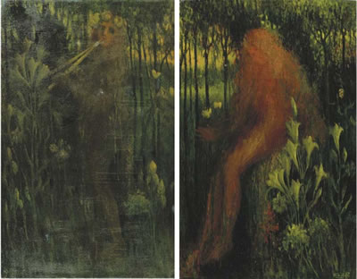 Het Geluid and De Liefde; two side canvases of a triptych by Henri Van Daalhoff - Auction record, sale price, and art valuation. Compare with similar artists and explore comparable artworks.