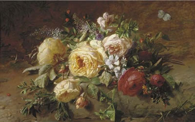 Sample artwork by Adriana Johanna Haanen (1814 - 1895), known for classcal realist floral still-life painting - View similar artists and auction records