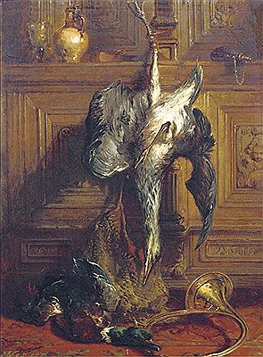 A heron, a duck and hunting attributes