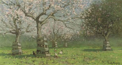 A flowering orchard