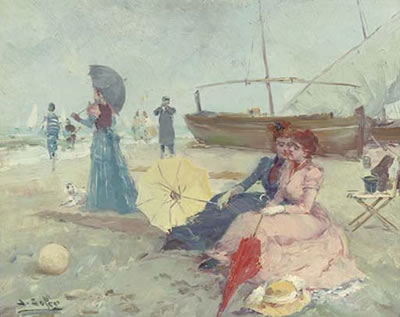 Two elegant ladies on the beach