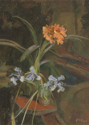 A still life with clivia and irises