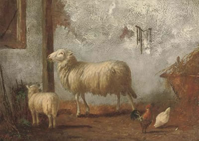 Sheep in the stable