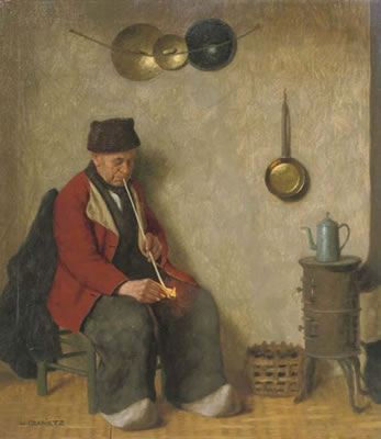 A Volendam fisherman smoking a pipe