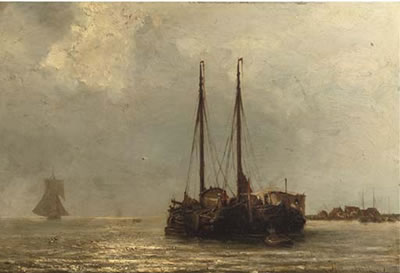 Sailing vessels on a calm