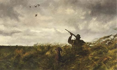 Duck hunt with hunting dog