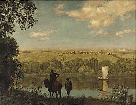 Mainlandschaft: Rhenish landscape with a horseman by Hans Thoma - Auction record, sale price, and art valuation. Compare with similar artists and explore comparable artworks.