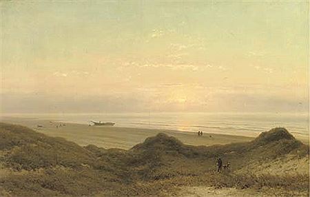 On the beach at sunset