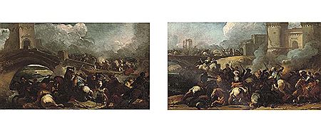 A cavalry skirmish on a bridge; and A cavalry battle outside a city wall by Marzio Masturzio - Auction record, sale price, and art valuation. Compare with similar artists and explore comparable artworks.