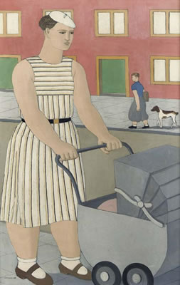 Vrouw met kinderwagen