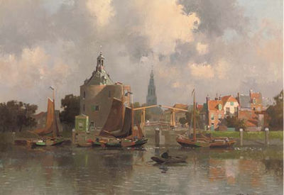Barges Moored Near the Drommedaris, Enkhuizen