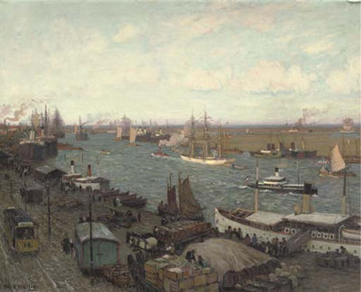 A Busy Day in the Harbour of Stettin, Poland