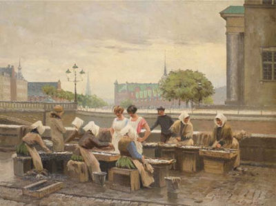 Fish Sellers Before the Copenhagen Stock Exchange and Christianborg