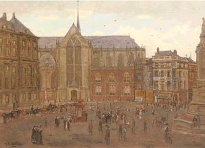 A Busy Day on Dam Square With the Nieuwe Kerk and the Royal Palace, Amsterdam by Felicien Bobeldijk - Auction record, sale price, and art valuation. Compare with similar artists and explore comparable artworks.